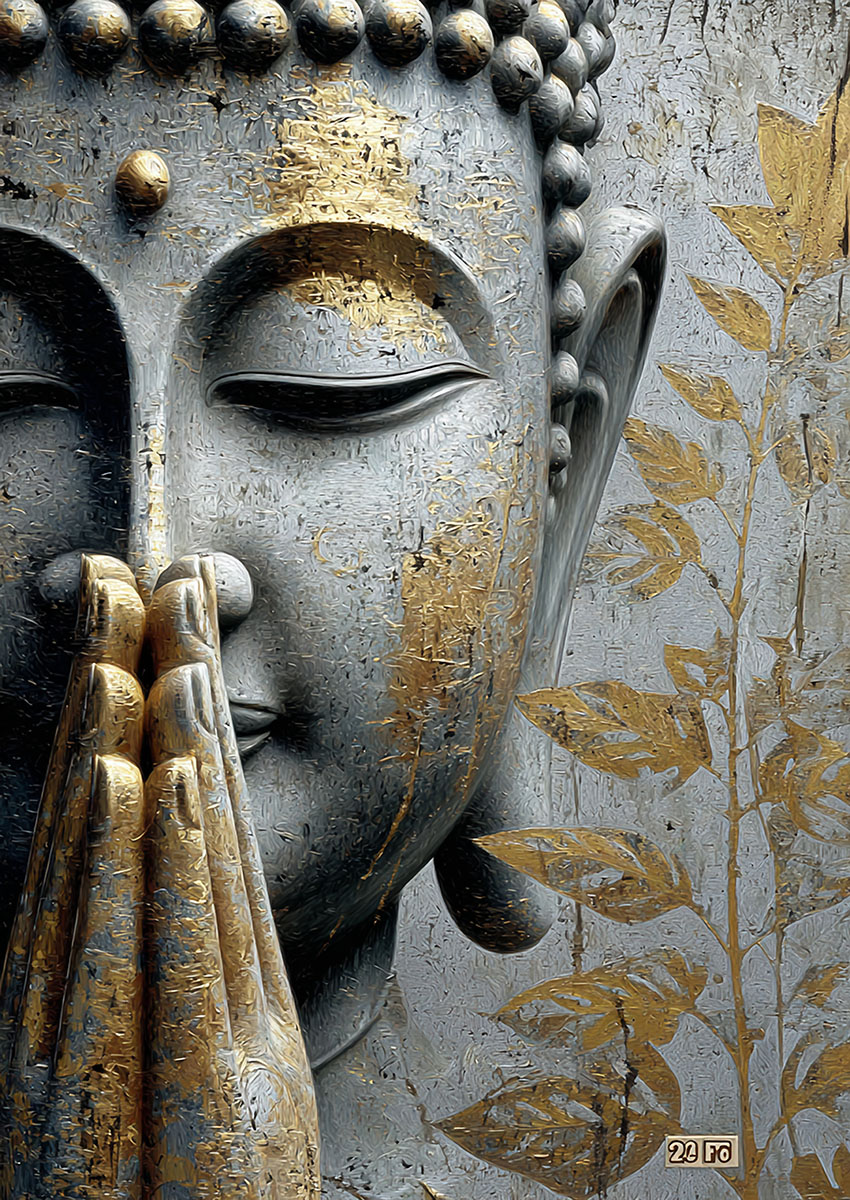 Buddha Face Style Artwork Canvas Print & Poster Wall Art - AI PRINT LAB